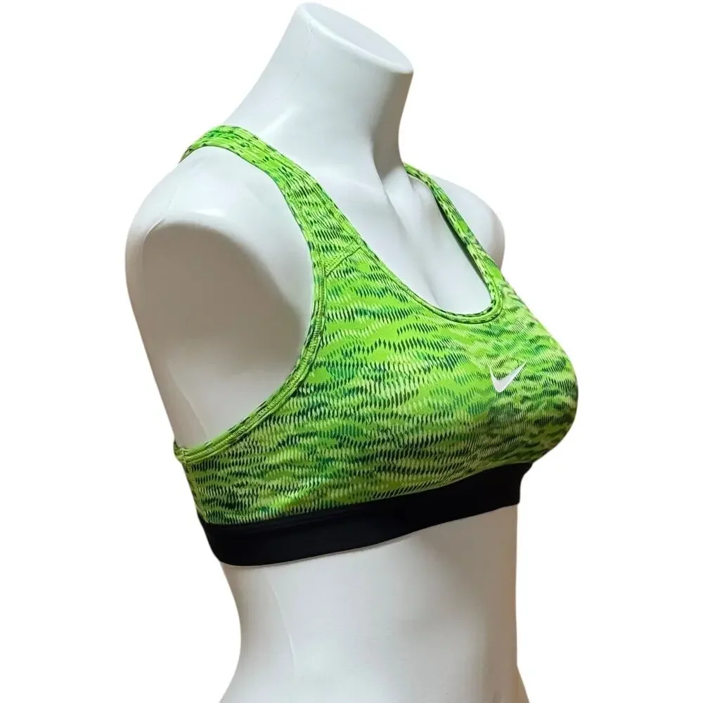 Nike Pro Dri-Fit Racerback Sports Bra Neon Green Black White Small